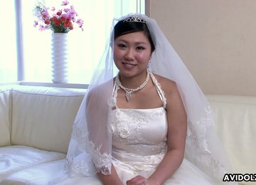 Just Ordinary Cute Japanese Bride Emi Koizumi Posing In Wedding Dress