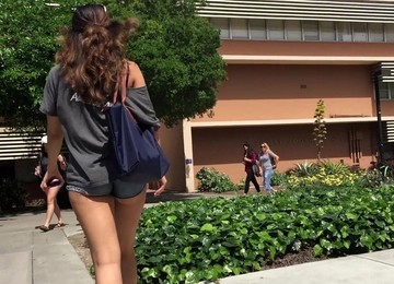 Naughty Went To College In Micro Shorts Showing Her Ass